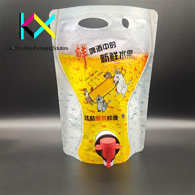 1L Aluminiumfolie Bier-Flüssigkeits-Vakuum-Verpackungstüten Kunststoff-Spout-Tasche mit Wasserhahn 0